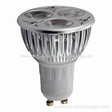 High-power LED spotlight, 3W GU10 base, CE-certified, Compliant with RoHS Directive